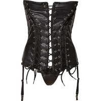 Four Lace Faux Leather Bustier Set