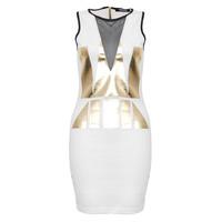 Foil Print Mesh Bodycon Dress