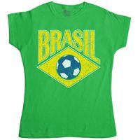 Football Womens T Shirt - Retro Brasil Football