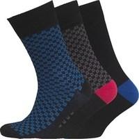 fox king mens patterned three pack socks black