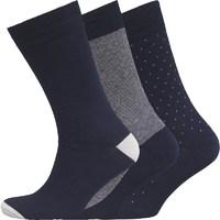 Fox & King Mens Patterned Three Pack Socks Navy