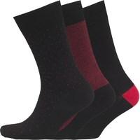 Fox & King Mens Patterned Three Pack Socks Black