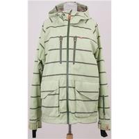 foursquare size s pale green brown striped snowboarding jacket