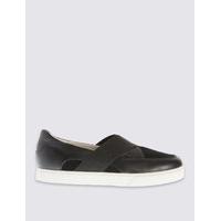 Footglove Wide Fit Leather Pull-on Trainers