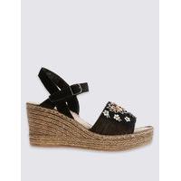 Footglove Wedge Heel Embroidered Sandals