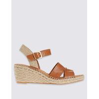 Footglove Leather Wedge Heel Espadrille Sandals