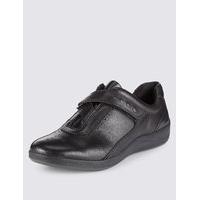 Footglove Leather Wedge Heel Sporty Riptape Trainers