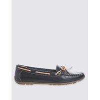 Footglove Wide Fit Leather Square Toe Boat Shoes