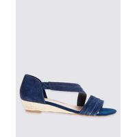 Footglove Suede Wedge Heel Asymmetrical Sandals