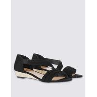 Footglove Suede Wedge Heel Asymmetrical Sandals