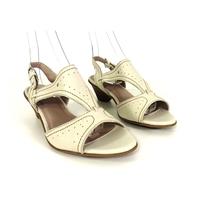 Footglove Size 4.5 White Leather Block Heeled Sandals