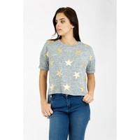 FOILED STAR STEP HEM TEE