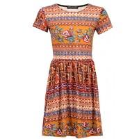 FOLK TURNBACK SLV SKATER DRESS