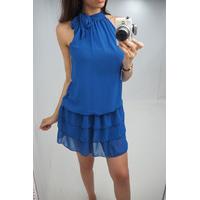 Fonda chiffon frill hem halterneck dress