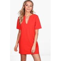 Formal Boxy Clean Cut Shift Dress - orange