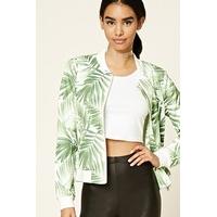 Foliage Print Bomber Jacket