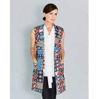 folk print sleeveless crepe jacket