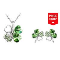 four leaf clover necklace earrings 5 colours