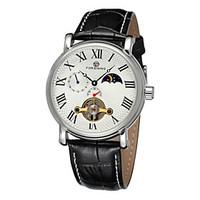 forsining mens roman number moon phase decor leather band automatic se ...