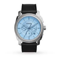 fossil chronograph black leather watch