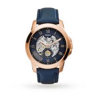 fossil automatic navy leather watch me3054