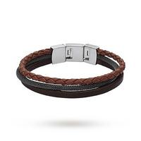 Fossil Mens Casual Brown Multi Leather Strap Bracelets