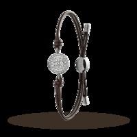 Fossil Steel and Cubic Zirconia Leather Bracelet