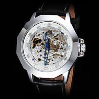 FORSINING Men\'s Vintage Skeleton Auto Mechanical Leather Strap Watch Cool Watch Unique Watch