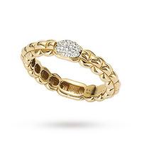 FOPE 18ct Yellow Gold Eka Tiny 0.10ct Pave Diamond Ring - Ring Size O