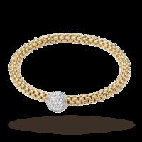 fope 18ct yellow gold solo flexit 041ct pave diamond bracelet