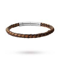 Fossil Jewellery Stainless Steel Brown Leather Bracelet