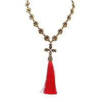 Fower Tassel Long Y-Necklaces Africa OL Pendant Necklace Red Jewelry Gift