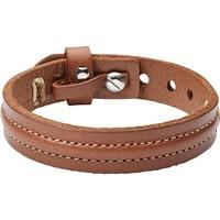 FOSSIL Men\'s Stainless Steel & Leather Bracelet