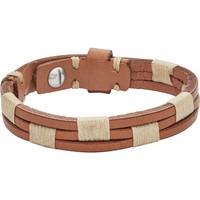 fossil mens stainless steel leather bracelet