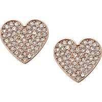 FOSSIL Ladies Rose Gold Plated Vintage Glitz Heart Earrings