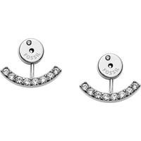 fossil ladies silver plated curved crystal ear jackets