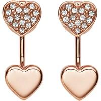 FOSSIL Ladies Rose Gold Plated Heart Earrings