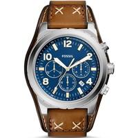 fossil mens oakman chronograph luggage leather watch