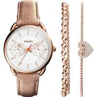 FOSSIL Ladies Tailor Multifunction Leather Watch and Jewelry Box Set