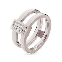 Folli Follie Match & Dazzle II Plain Silver Double Ring