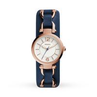 Fossil Three-Hand Leather Watch  Blue ES3857