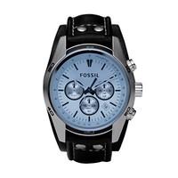 Fossil Coachman men\'s chronograph black leather strap watch