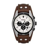 Fossil Coachman men\'s chronograph brown leather strap watch