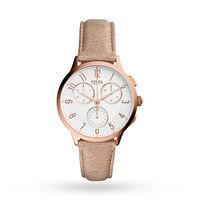 Fossil Ladies Abilene Light Brown Leather Chronograph Watch CH3016