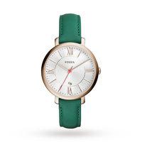 Fossil Jacqueline Three-Hand Date Teal Leather Watch