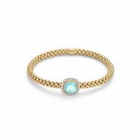 Fope FLEX\'IT SOLO Bracelet Aquamarine Diamond 18ct Yellow Gold