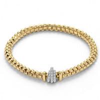 Fope FLEX\'IT Wild Rose 18ct Yellow Gold 0.33ct Diamond Size L Bracelet