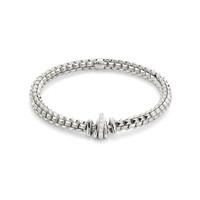 Fope Flex\'It Wild Rose 18ct White Gold 0.12ct Diamond Size L Bracelet