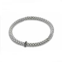 Fope FLEX\'IT SOLO Bracelet Single 0.11ct Black Diamond Set Rondel 18ct White Gold Medium