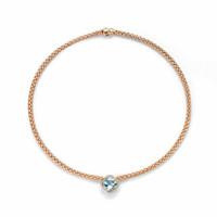 Fope FLEX\'IT Solo Necklace Aquamarine Diamond 18ct Rose Gold